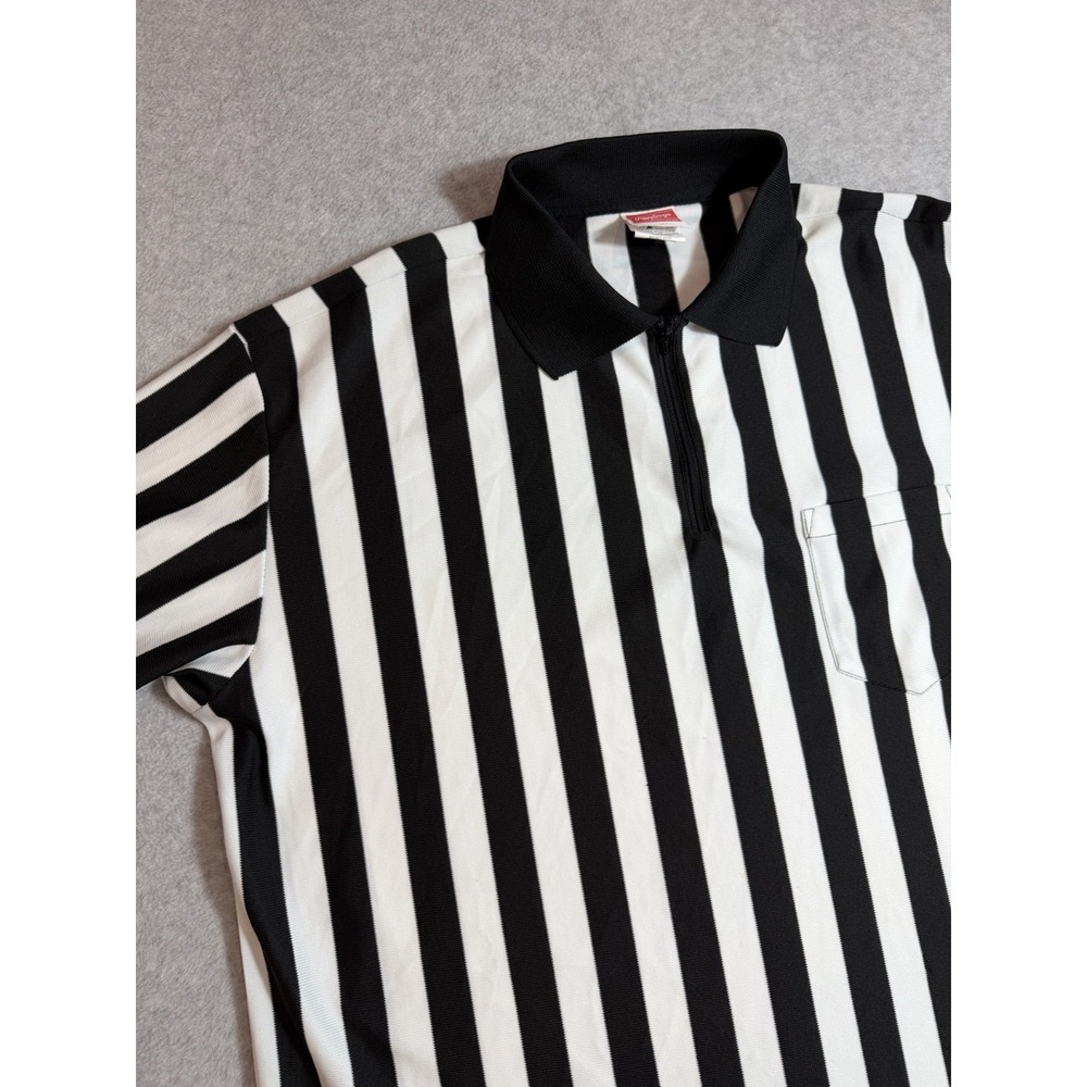 Rawlings Referee Shirt Mens 2XL Black White Striped Like New Quarter Zip Uniform